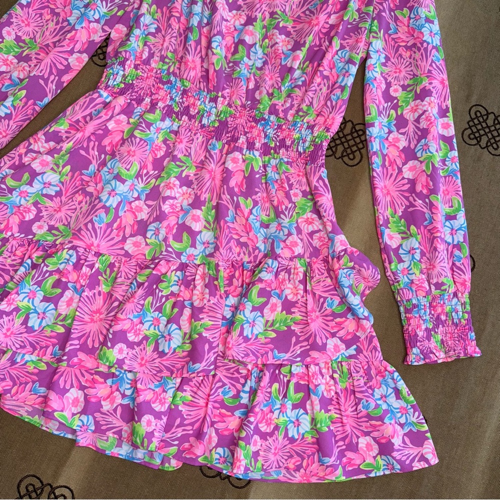 Lilly Pulitzer Cristiana Stretch Dress Moms The Word Amethyst Size 12 - Picture 4 of 16